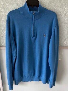 Gant Men's Blue Half-Zip Mock Collar Sweater